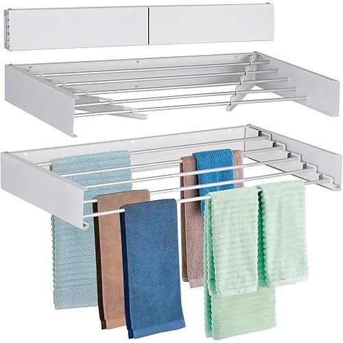Laundry Drying Rack Wall Mounted (White, 40")