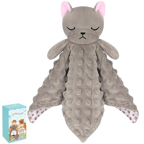 Loveys for Babies, Gray French Bulldog Baby Security Blanket | Soft Baby Blanket Lovey for Newborn Infant Toddler, Lovey Baby Snuggle Toy Stuffed Animal, 11in Baby Gifts for Boys Girls