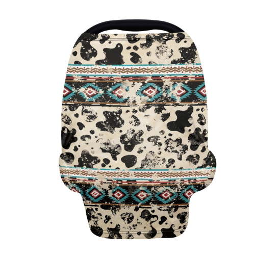 Renewold American Tribal Cow Print Retro Baby Car Seat Covers, Nursing Cover Carseat Canopy, Baby Breastfeeding Cover,Multi Use Nursing Scarf, Infant Stroller Cover