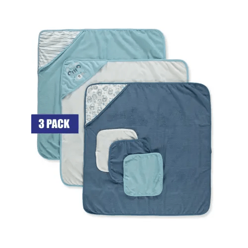 Duck Duck Goose Baby Boys' 6-Piece Towel & Washcloths Set - Aqua/Multi, One Size