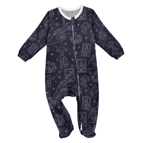Witchy Symbols Mushrooms Purple Baby Boys Sleep Play Footies Cotton Baby Girls Rompers Sleeper Pajamas 3M