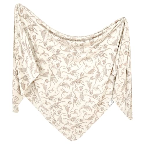 Copper Pearl Baby Swaddle Blanket - Premium Knit Baby Blanket, Large Soft Stretchy Receiving Blankets for Baby Boy and Girl, Swaddles for Newborn, Infant, and Toddler (Jurassic Park Fossils)