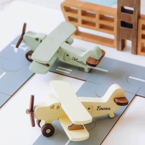 Handmade Wooden Plane Toys for 3 Years Old Kids Pretend Play Sensory Toys Birthday Gift for Toddler Kids Room Decor Baptism Boy Gift