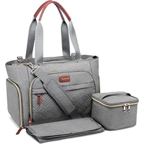 Breast Pump Bag, LOVEVOOK Diaper Bag Tote 3Pcs Set, Work Bag for Breastfeeding Mom with 15" Laptop Pocket, Cooler Bag & Changing Pad Fit Most Breast Pumps Like Spectra S1/S2, Medela, Rainyb, Elvie