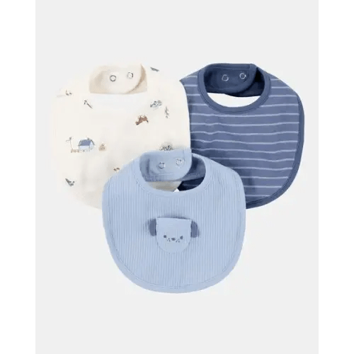 Baby 3-Pack Dog Bibs - Blue/Ivory | Carter's