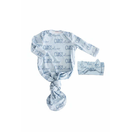 Personalized Font Duo Newborn Baby Knot Gown | Best Selling Blues