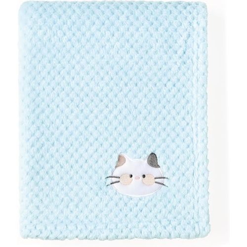 CREVENT 30''X40'' Cute Cozy Fluffy Warm Baby Blanket for Girls Infants Toddlers' Bedding Crib Cot Stroller, Baby Shower Birthday Newborn's Gift Blue- Cat