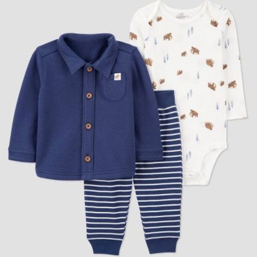 Carter's Just One You® Baby Boys' 3pc Quilted Sweatshirt with Long Sleeve Bodysuit and Jogger Pants Set - Navy Blue