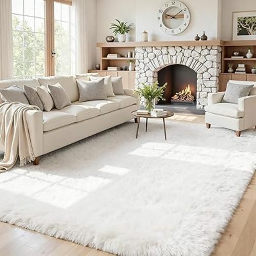 5x7 Area Rugs for Living Room: Ultra Soft Fluffy Shag White Rug for Bedroom, Non-Slip Large Fuzzy Plush Rug Indoor Floor Carpet for Nursery Kids Boys Girls Room, Dorms, Modern Home Decor