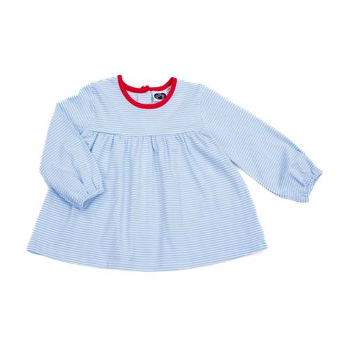 Noah top LS Blue stripes/ red PREORDER