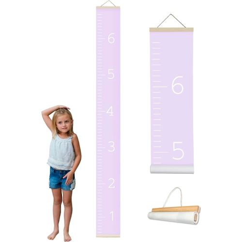 Morxy Canvas Growth Chart for Kids - Unisex Kids Room Wall Decor - Measuring Height Chart- Wall Tape with Height Chart for Kids (Canvas, Plain Purple)