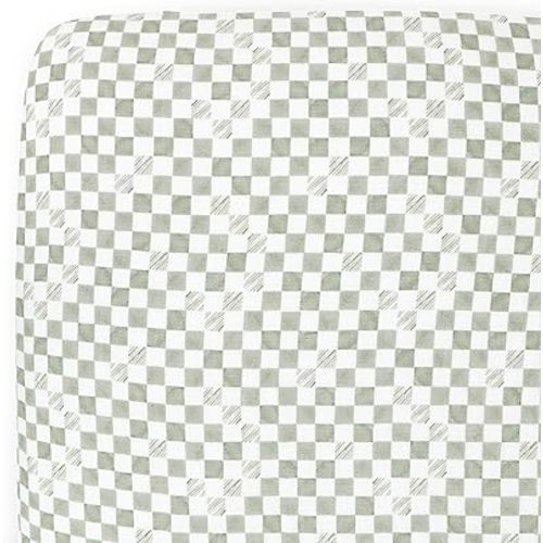 Little Unicorn Organic Muslin Crib Sheet | Soft & Breathable Fitted Sheet for Crib Mattress | 100% Cotton 52"x28" | (Green Checker)