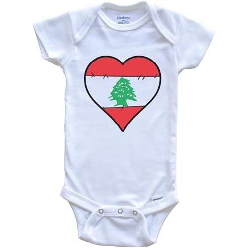 Really Awesome Shirts Lebanon Heart Lebanese Flag One Piece Baby Bodysuit
