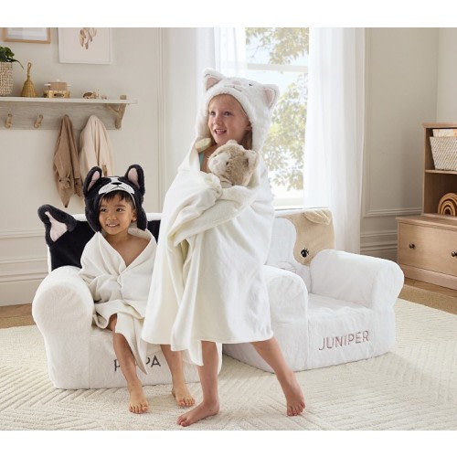 Faux Fur Critter Kid Hooded Towels