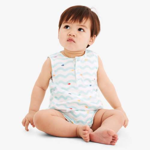 Clearance baby henley tank shortie in rainbow fish | Primary.com