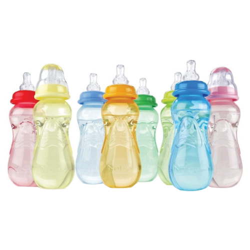 Nuby 3-Pack Non-Drip Standard Neck Bottles (10 oz.) - Colors may vary