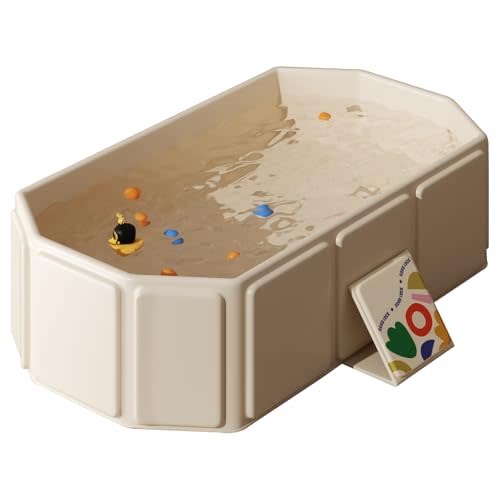 IcyByte Baby Foldable Kids Bathtub for Infants to Toddler with Non-Slip Base,Easy Storage,Perfect for Small Spaces,White