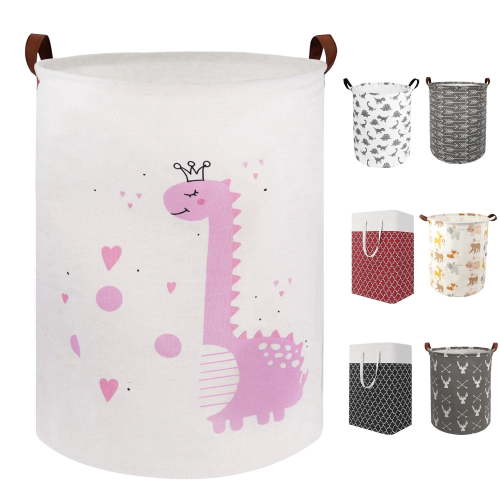 Evlmd Laundry Hamper, Collapsible Waterproof with Leather Handles