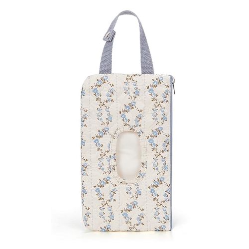 Quilted Baby Wipe Holder Quilted Wipe Pouch Portable Hanging Floral Wet Wipes Bag for Car, Stroller