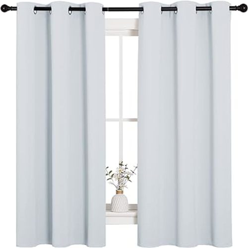 NICETOWN Window Treatment Thermal Insulated Grommet Room Darkening Curtains Drapes for Bedroom(2 Panels,42 by 63,Platinum-Greyish White)