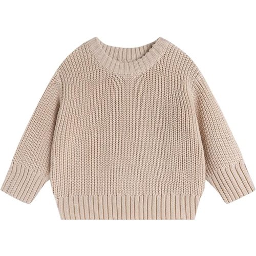 Toddler Baby Girls Boys Knitted Sweater Solid Color Long Sleeve Warm Pullover Tops Fall Winter Clothes