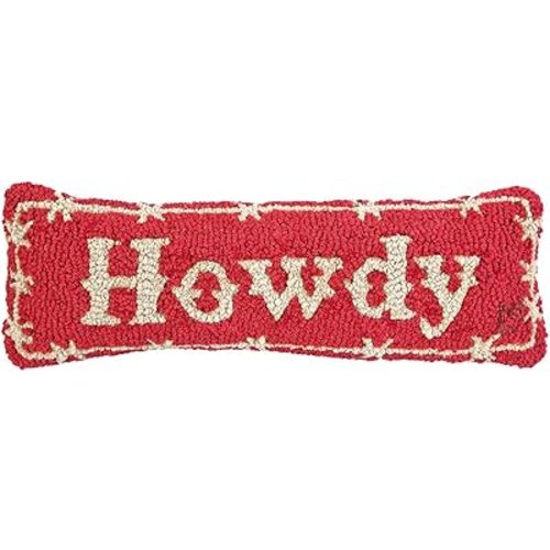 Chandler 4 Corners Artist-Designed Howdy Hand-Hooked Wool Decorative Throw Pillow (8 in x 24 in) Cowboy-Themed Pillow for Couches & Beds - Easy Care, Low Maintenance - Country Western Decor for Homes