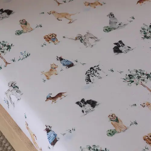 Snuggle Hunny Dog Park Organic Fitted Cot Sheet | Baby Bunting AU