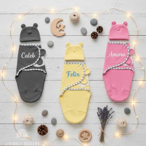 Personalized Baby Swaddle: Custom Embroidered Name, Soft Cotton Newborn Wrap