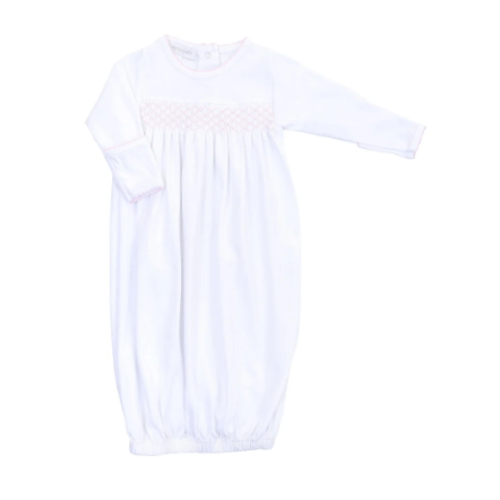 Essentials Smocked Gown with Pink Trim – Magnolia Baby
