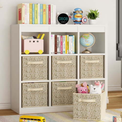 Wisdom Star 6 Piece Fabric Collapsible Cube Organizer with Handles, 11*11 in, Beige