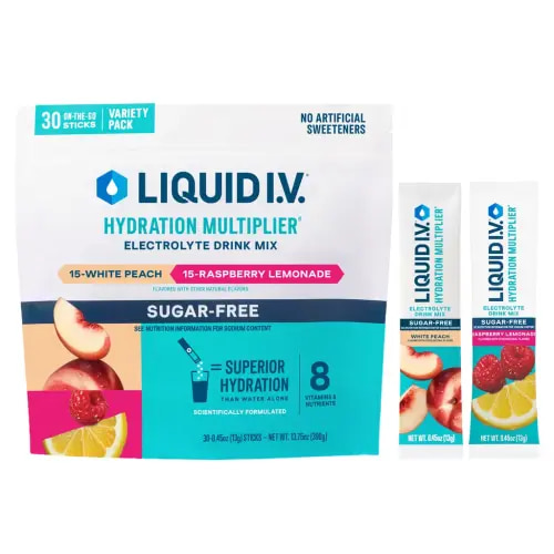 Liquid I.V. Hydration Multiplier, 30 Individual Serving Stick Packs in Resealable Pouch, Sugar Free, Variety Pack
