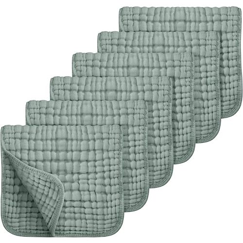 Looxii Muslin Burp Cloths 6 Pack 100% Cotton Muslin Cloths Large 20''x10'' Extra Soft Absorbent Burping Cloth for Baby Boys and Girls (Dark Green)