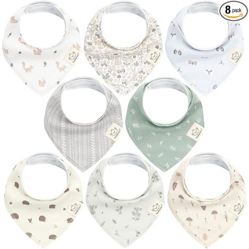 KeaBabies 8-Pack Organic Baby Bandana Bibs for Girls - Super Absorbent Triangle Baby Bibs for Drooling and Teething Infant, 100% Cotton Extra Soft for Newborn, Infant 0-36 Months (Prairie)
