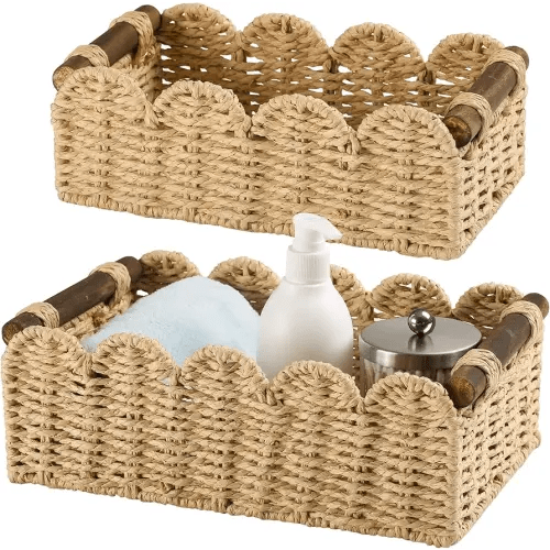 Storage Basket Wicker Baskets for Organizing Toilet Paper Storage Basket for Toilet Tank Top,Beige