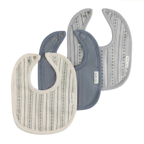 Baby Boy Muslin Bib 3-Pack | Jersey Cotton | Linear Tulip | Ely's & Co – Ely's & Co.
