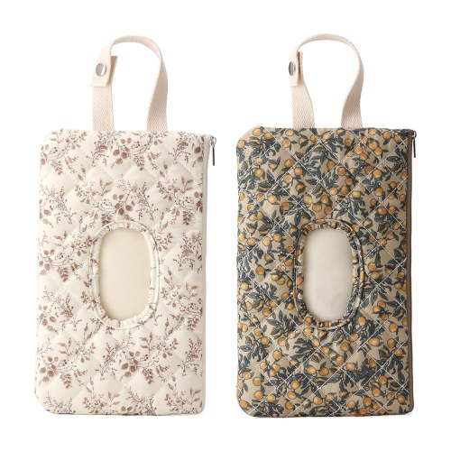 Quilted Baby Wipe Holder Floral Diaper Pouch Portable Quilted Wipes Bag for Travel Stroller Daily Casual