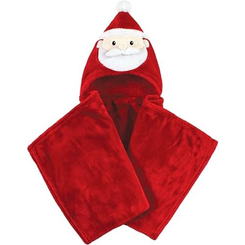 Hudson Baby Unisex Baby and Toddler Hooded Animal Face Plush Blanket, Red Santa, One Size