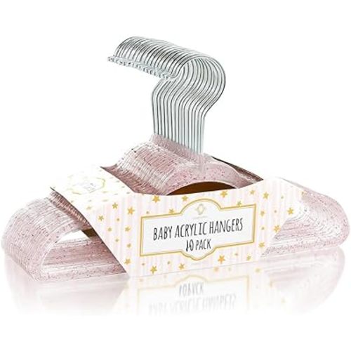 CONCEPTS 40 Pack Baby Hangers Kids Acrylic Non Slip Glitter Clothes Hangers for Toddler Infant Newborn Closet Organizer Small Hangers for Baby Clothes Pants Shirts Space Saving Nursery