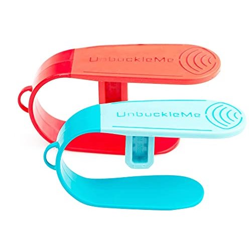UnbuckleMe Car Seat Buckle Release Tool - As Seen on Shark Tank - Makes it Easy to Unbuckle a Child's Car Seat - Easy Tool for Parents, Grandparents & Older Children (Double Pack) (Blue & Red)