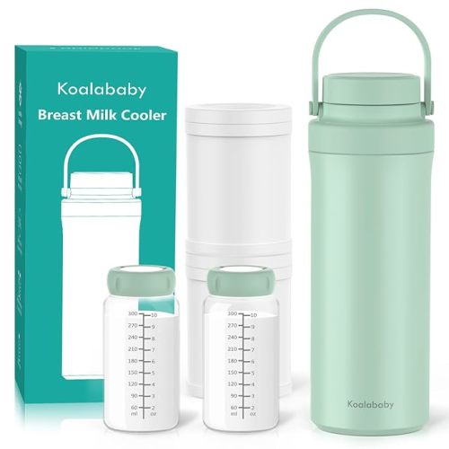 Koalababy 22oz Portable Breast Milk Cooler, 24-Hour Chiller, 2 Baby Bottles