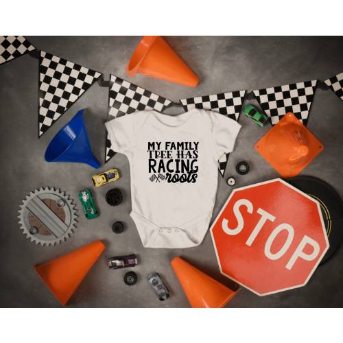 My Family Tree Has Racing Roots Baby Bodysuit, Moto Baby, Motocross, Dirt Bike, Nascar, Dirt Track
