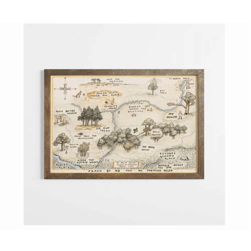 Hundred Acre Wood Map Nursery Wall Poster Home Decor Office Wall Art Living Room Decor, Paper Poster Only