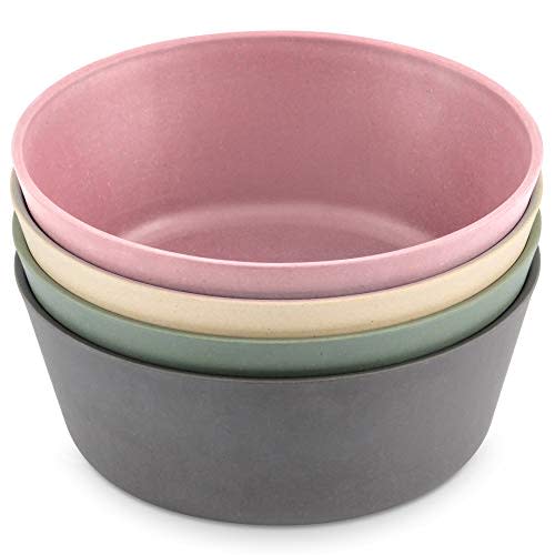 WeeSprout Bamboo Toddler Bowls - 4 pc Set (10 fl oz), The Best Premium Organic Bamboo Bowls for Kids, Dishwasher Friendly Baby Bowls
