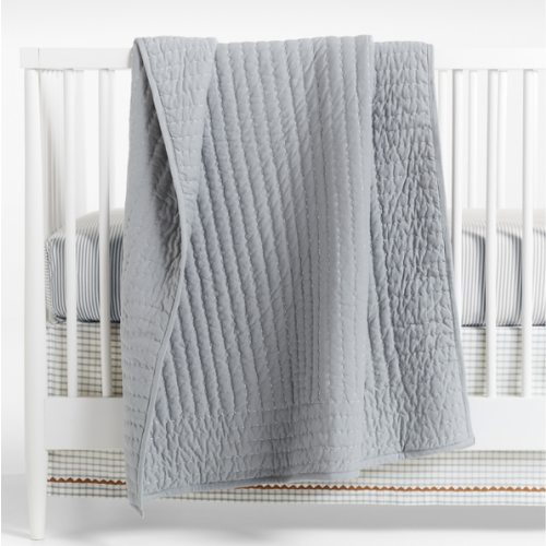 Comfy Tee Keepsake Stitched Blue 100% Organic Cotton Jersey Crib Quilt