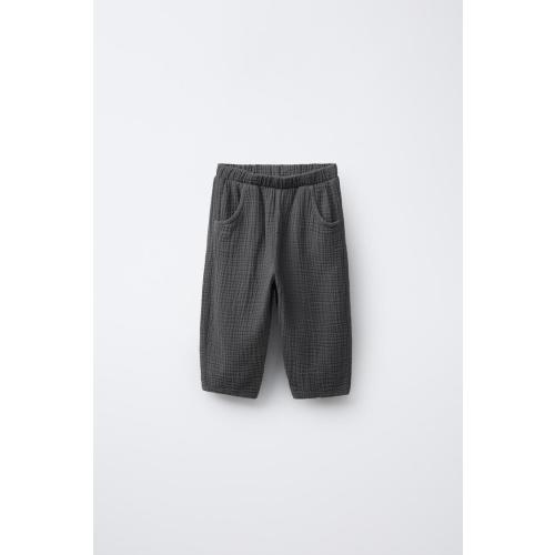 BAGGY COTTON GAUZE PANTS - Steel | ZARA United States