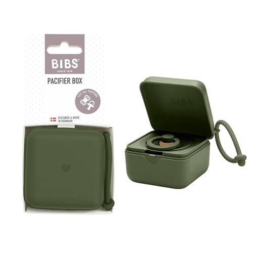 BIBS Pacifier Box with Loop for Storing & Carrying Soothers | 100% BPA Free Material | Designed & Made in Denmark | Hunter Green