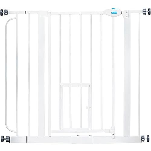 Carlson 29.5–36.5” Extra Wide Dog Gate with Small Pet Door, Walk-Through Pressure Mounted Metal Indoor Pet Safety Gate, Tested and Trusted by Pet Parents, American Designed, American Owned