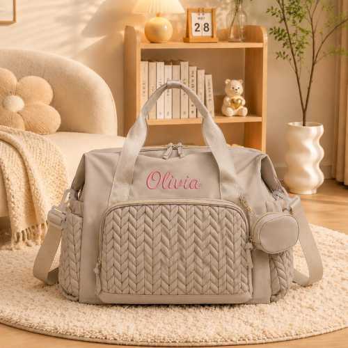 Personalized Baby Diaper Bag,Custom Weekender  Travel Bag,Embroidered Name  Large Multifunction Maternity Bag,Baby Shower Gift