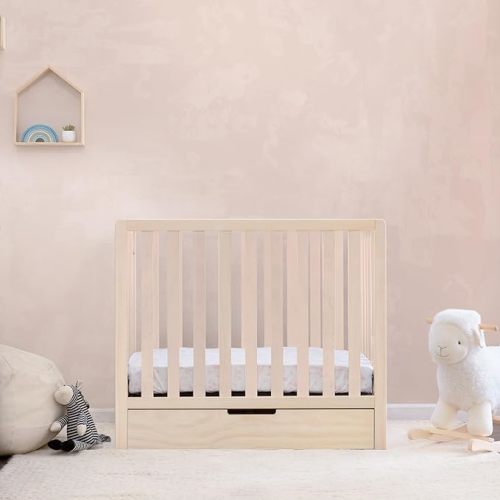 Carter's by DaVinci Colby 4-in-1 Convertible Mini Crib with Trundle Drawer in Washed Natural, Greenguard Gold Certified, Undercrib Storage