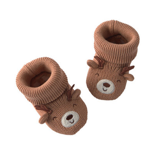 Baby Boys' or Baby Girls' Reindeer Slip-On Knit Booties